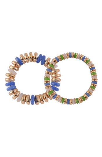 Laundry By Shelli Segal Set Of 2 Disc Stretch Bracelets In Multi