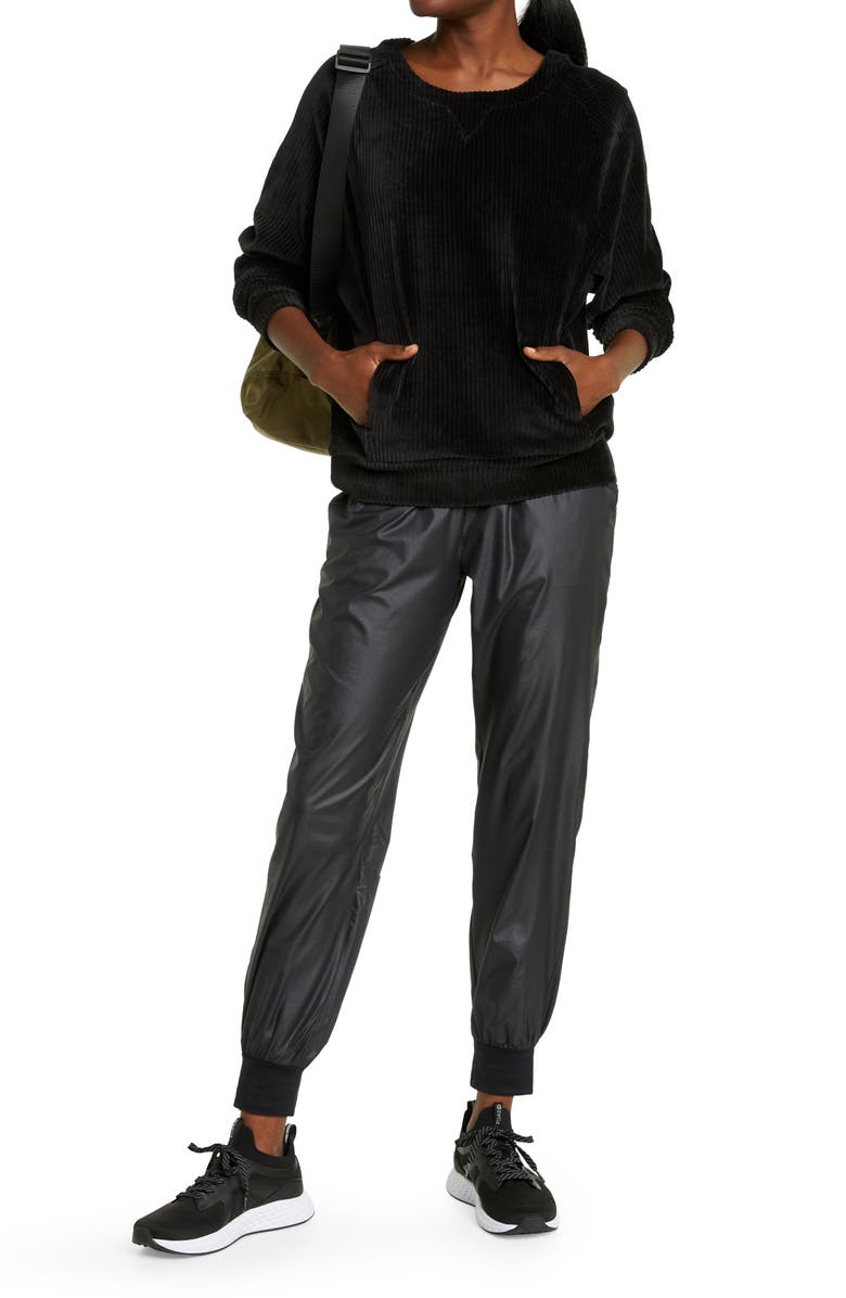 Zella Plush Corduroy Crewneck Sweatshirt, Alternate, color, 