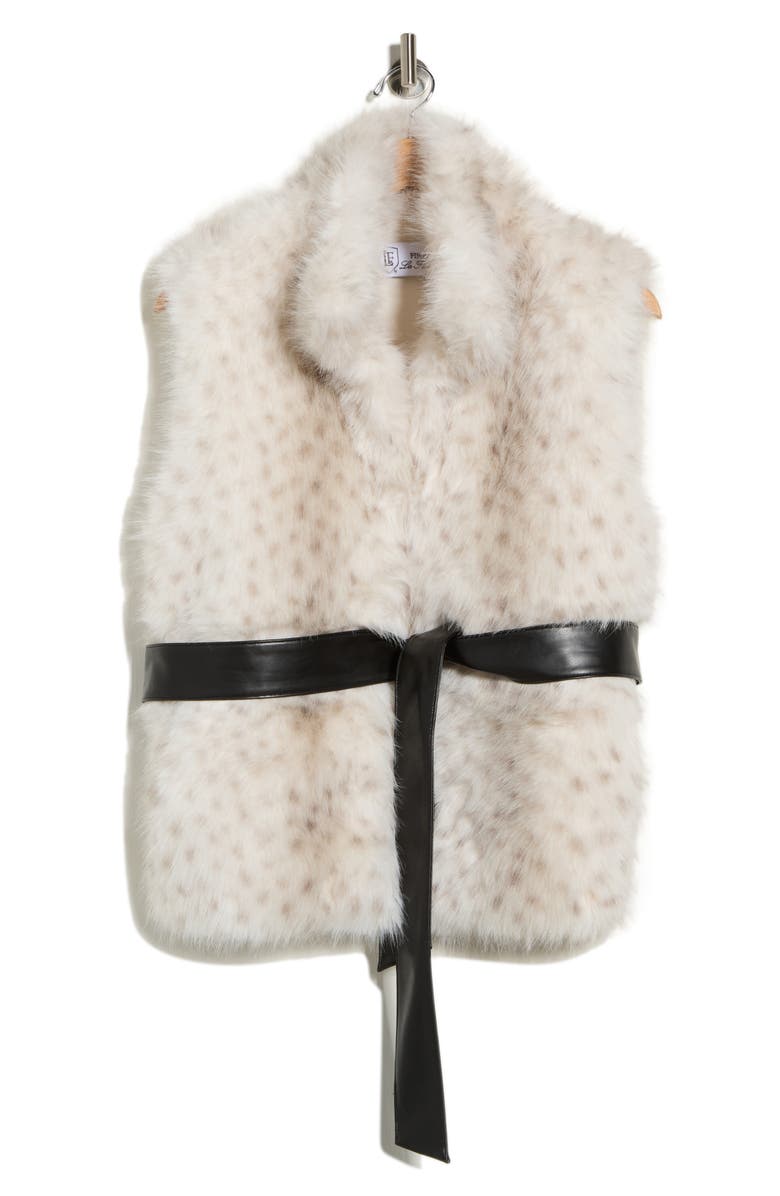 La Fiorentina Short Faux Fur Vest, Main, color, Beige