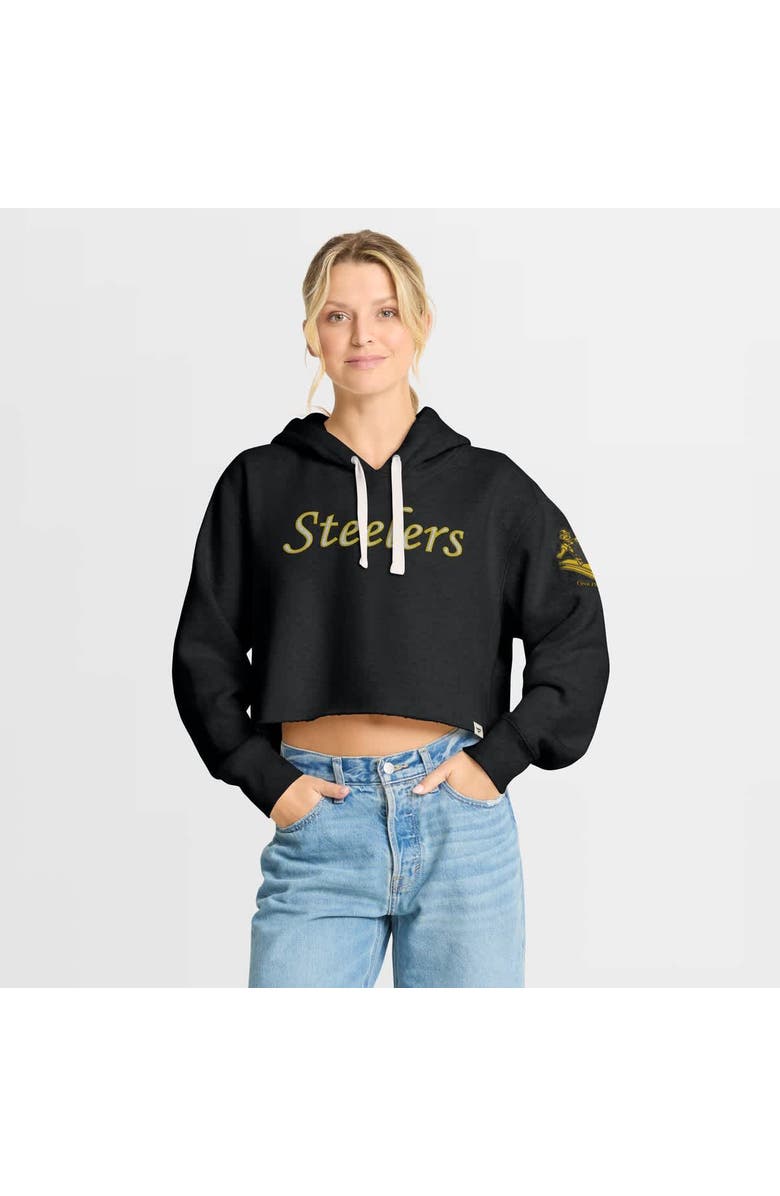 FANATICS Women's Fanatics Black Pittsburgh Steelers Oversized Hometown Heritage Cropped Hoodie, Main, color, Black