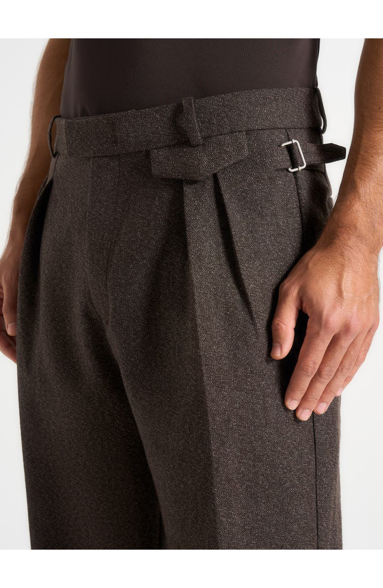 Manière De Voir Pierre Relaxed Fit Melange Pleated Tailored Trousers, Alternate, color, Brown