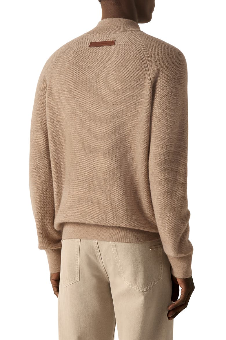 Oasi Cashmere Jacquard Quarter Zip Sweater, Alternate, color, LIGHT BEIGE