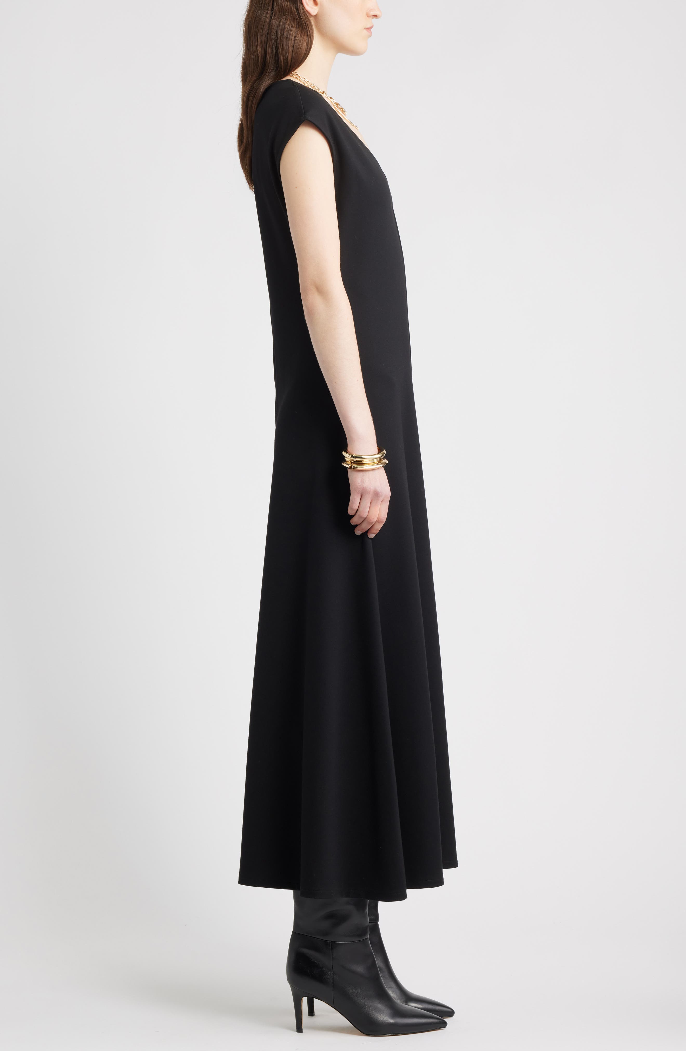 black cap sleeve fit and flare dress Cap Sleeve Fit & Flare Dress (Women)
