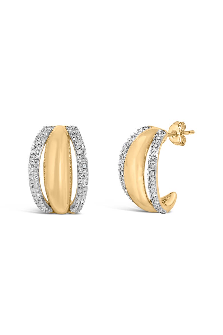 Gold Vermeil 1/10 Cttw Diamond Bold Half Hoop Earring, Alternate, color, Silver