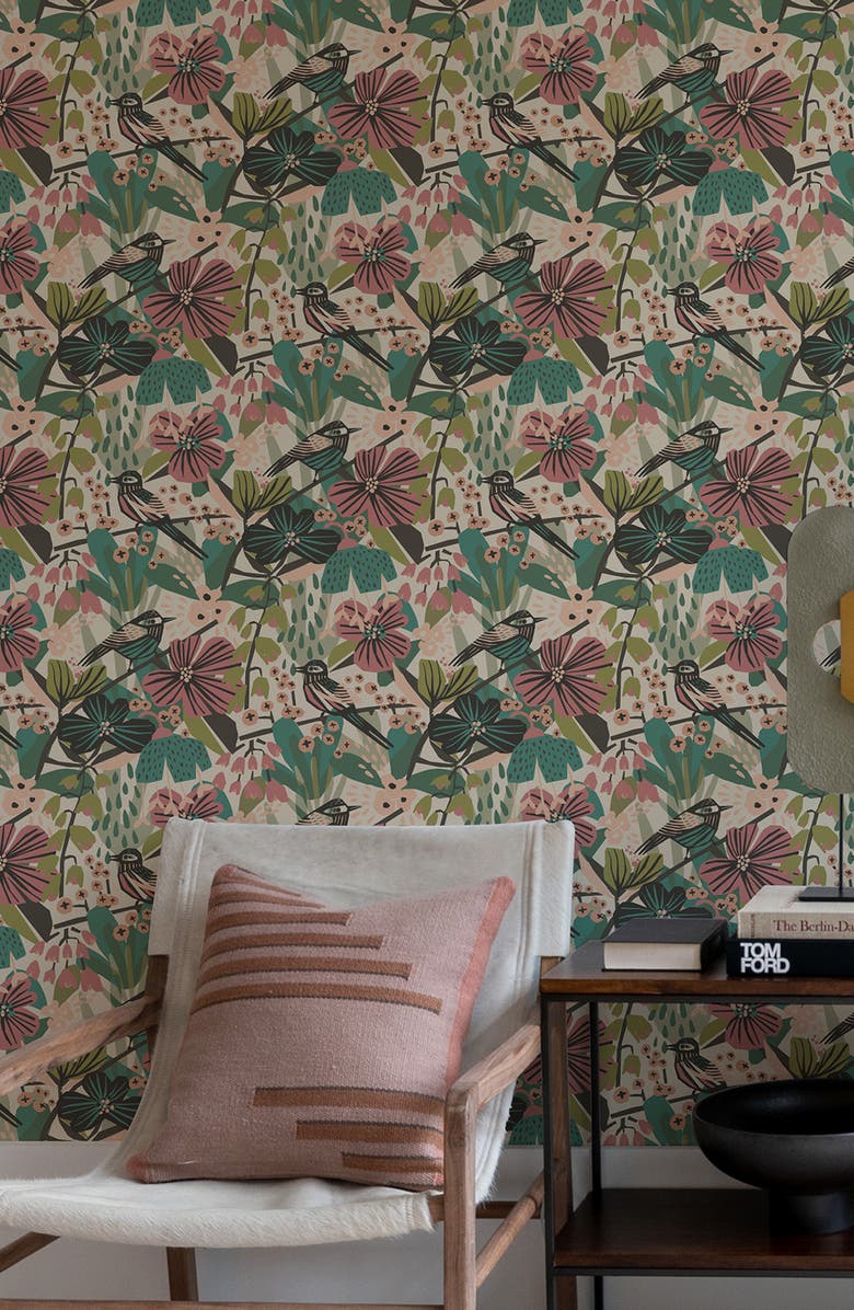 Wallpops Teal Pink Jaybird Peel and Stick Wallpaper, Alternate, color, Pink