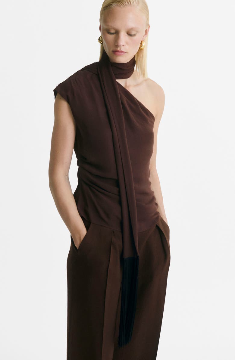 MANGO Pleated Straight Leg Pants, Alternate, color, Chocolate