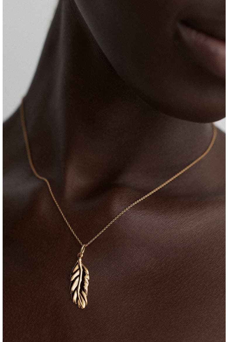 Feather Pendant, Alternate, color, 18K GOLD VERMEIL