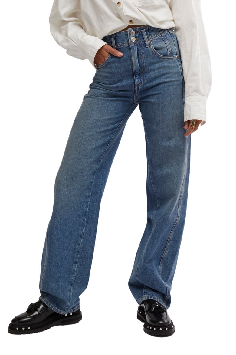Aster Seamed Relaxed Straight Leg Jeans, Main, color, SWARM