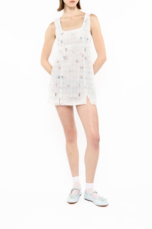 Anna Sui White Embroidered Lacey Trellis Minidress