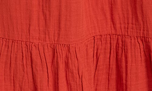 Shop Calvin Klein Smocked Sleeveless Tiered Cotton Gauze Maxi Dress