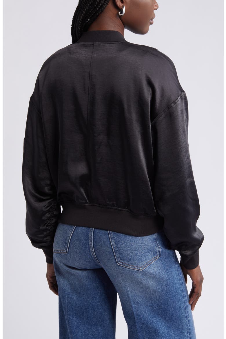 Satin Bomber Jacket, Alternate, color, BLACK
