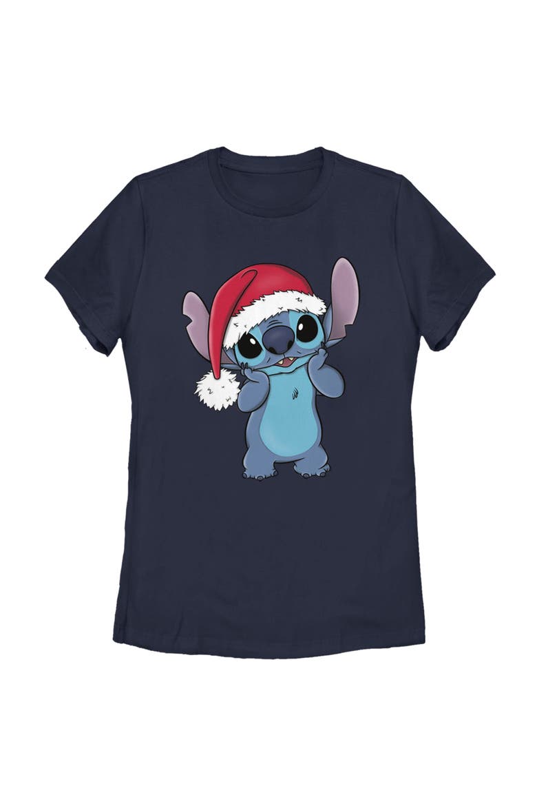 Women's Lilo & Stitch Santa Surprise  Graphic T-Shirt, Main, color, Navy Blue