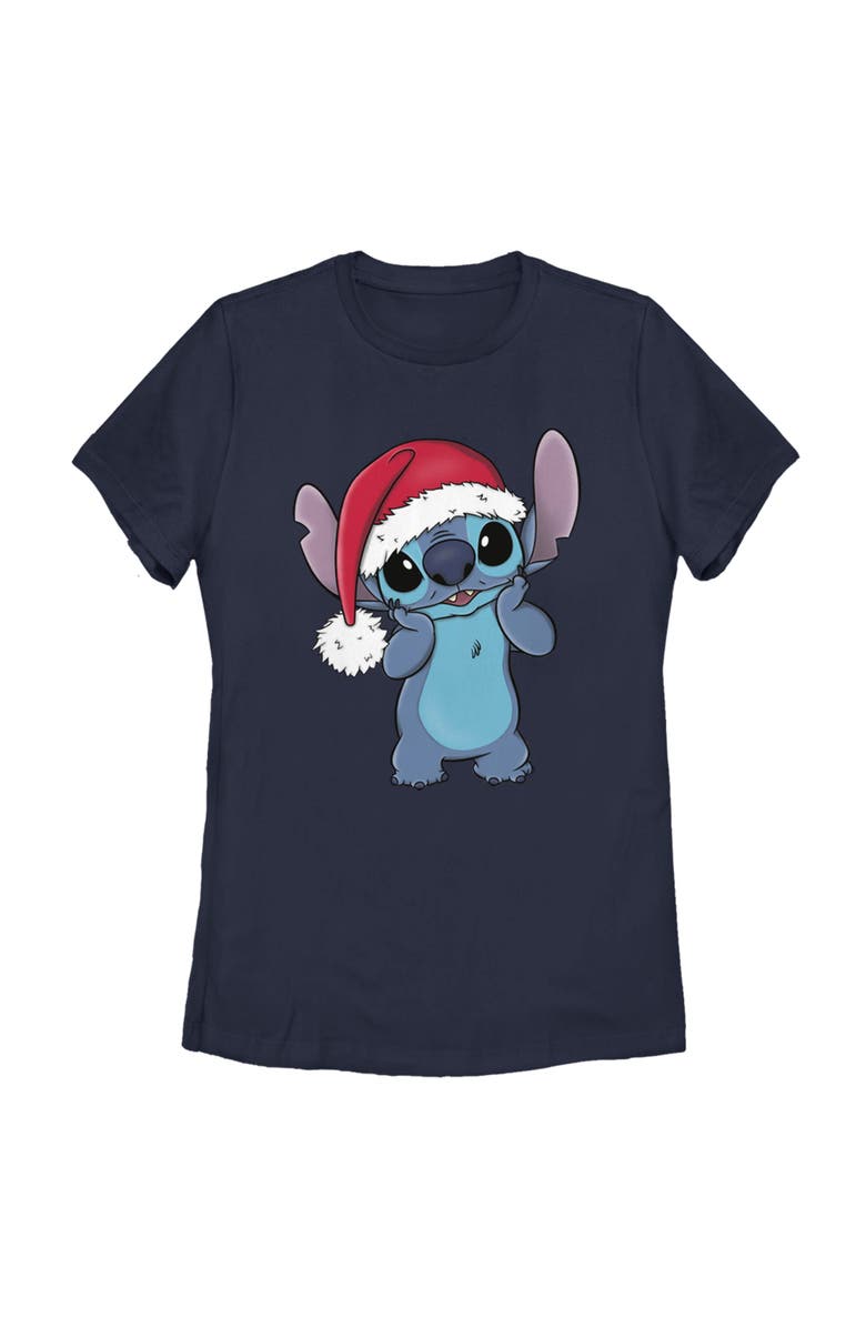 Lilo & Stitch Women's Lilo & Stitch Santa Surprise  Graphic T-Shirt, Main, color, Navy Blue