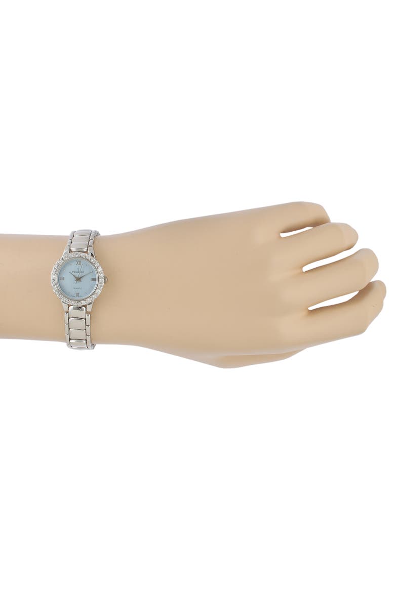 Women's Round Crystal Bezel Light Blue Dial Bracelet Watch, Alternate, color, Blue