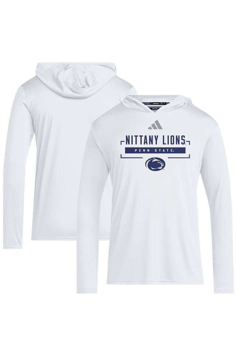 Men's adidas White Penn State Nittany Lions D4T Long Sleeve Hooded T-Shirt, Main, color, White