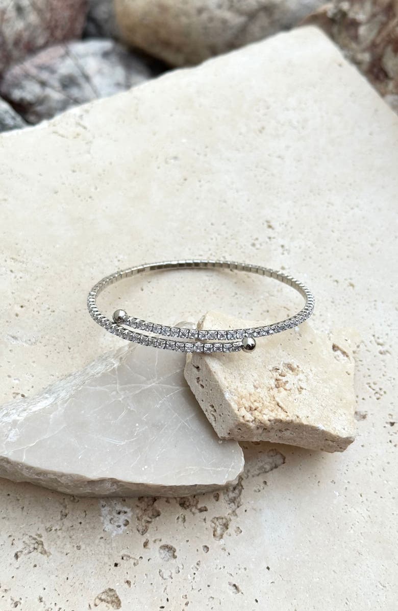 Adornia Crystal Coil Wrap Bracelet, Alternate, color, Silver