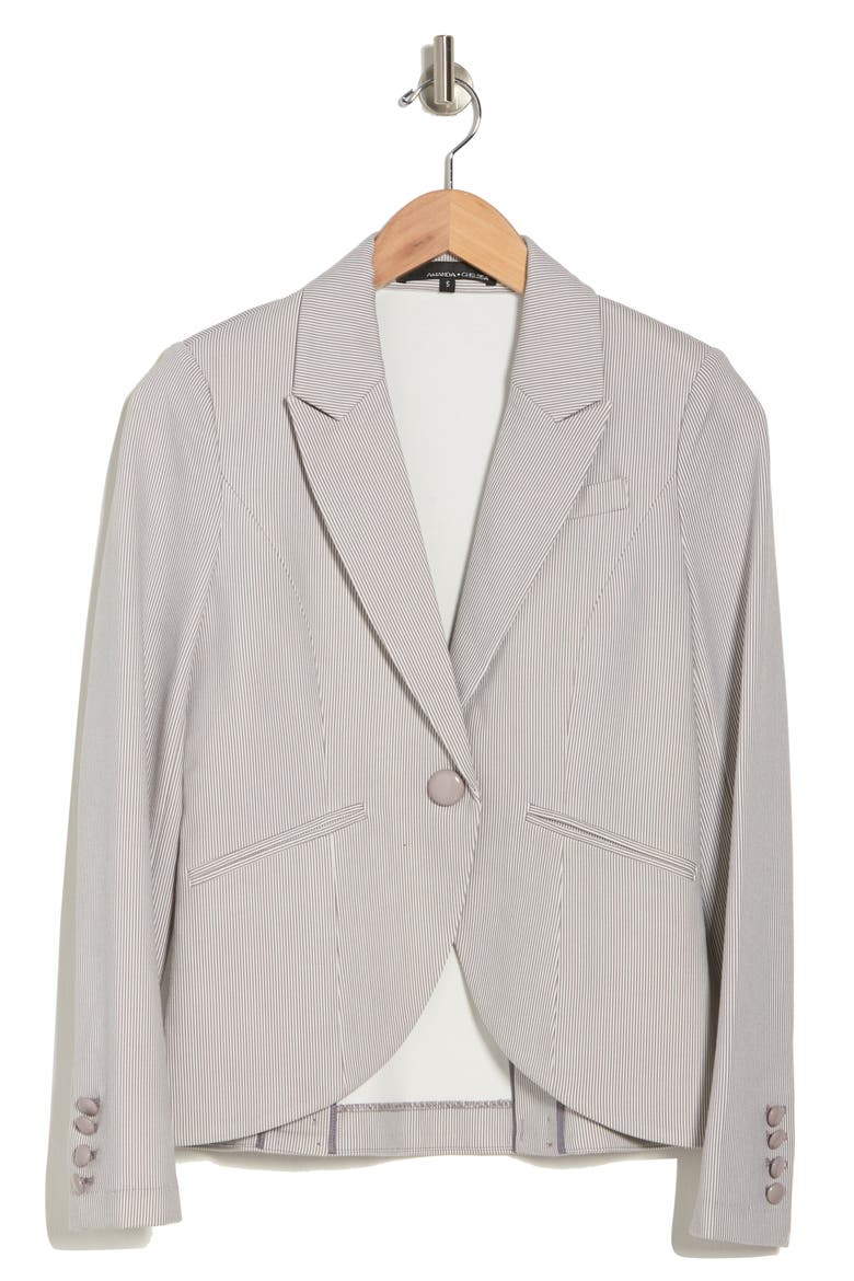 Pinstripe Cut Away Jacket, Alternate, color, TAN/WHITE