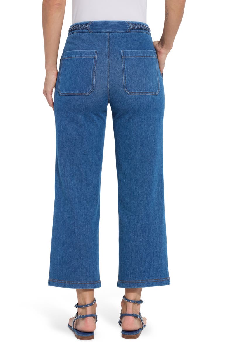 Lysse Hayes Braid Detail Crop Wide Leg Jeans, Alternate, color, Mid Wash