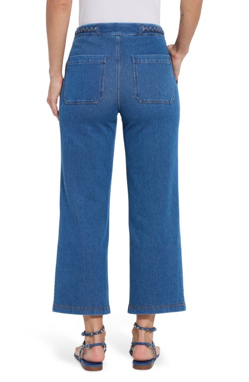 Lyssé Hayes Braid Detail Crop Wide Leg Jeans In Blue