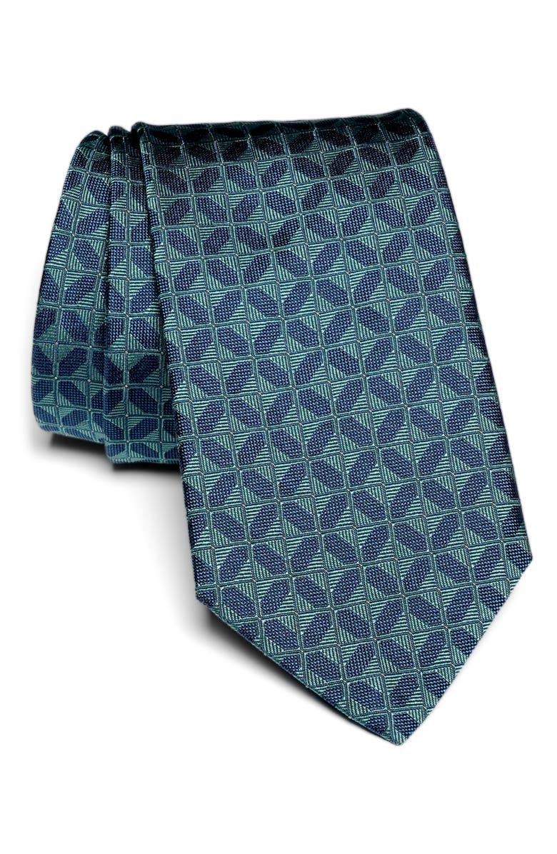Jack Victor Gordon Geometric Jacquard Silk Tie, Main, color, Teal Jv