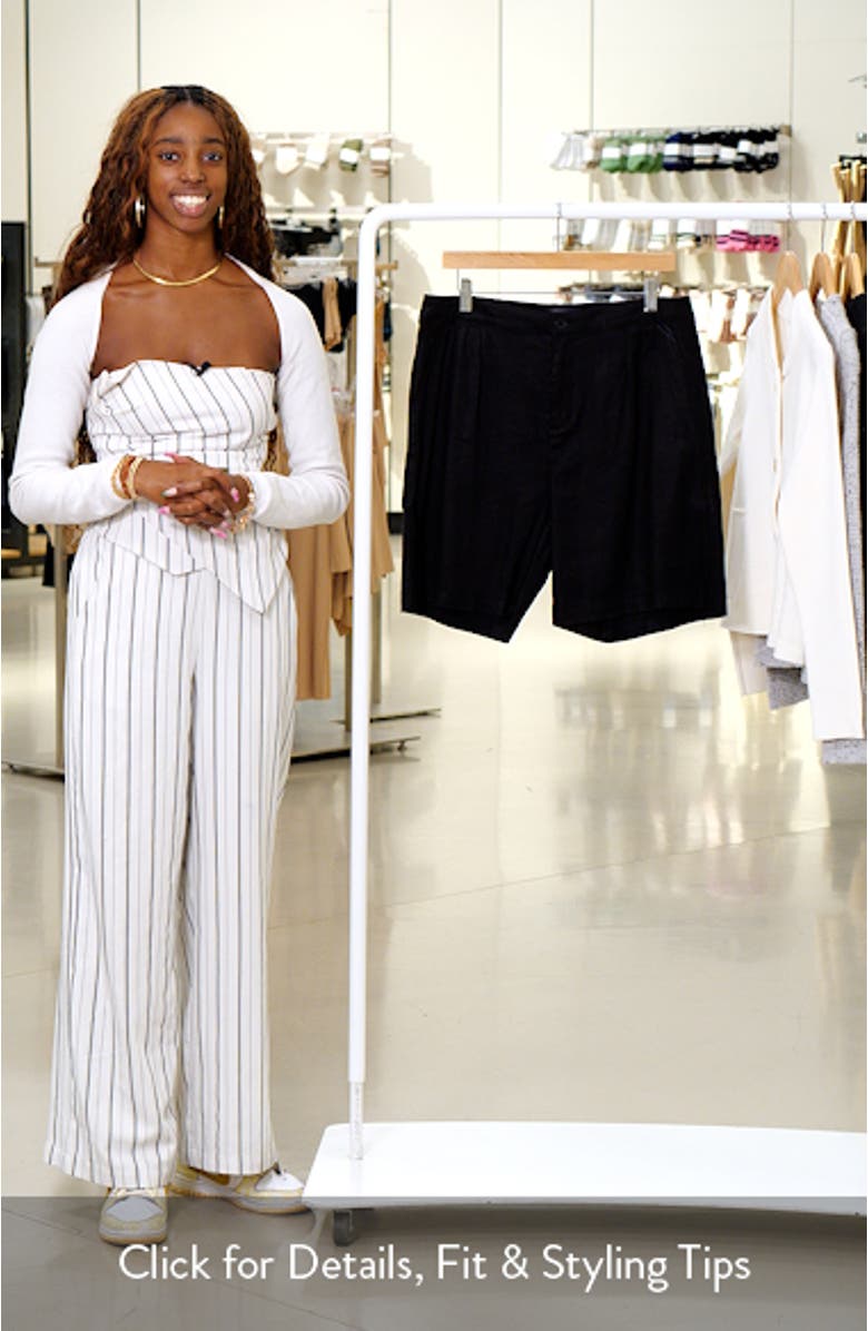 Relaxed Pleated Linen Blend Shorts