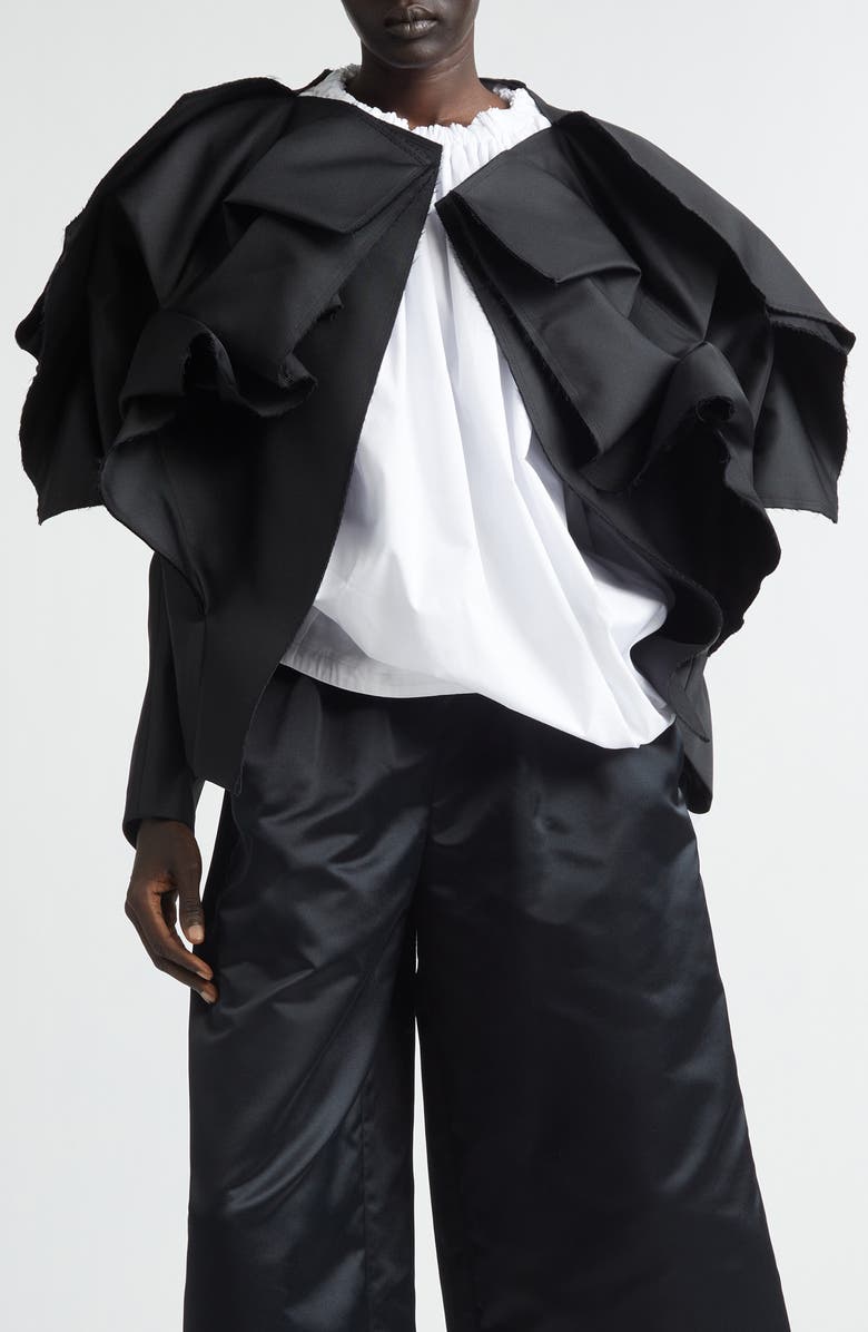 Comme des Garçons Open Front Gabardine Jacket, Main, color, Black