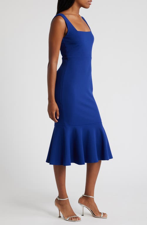 Lulus Moment Maker Cobalt Blue Square Neck Trumpet Midi Dress