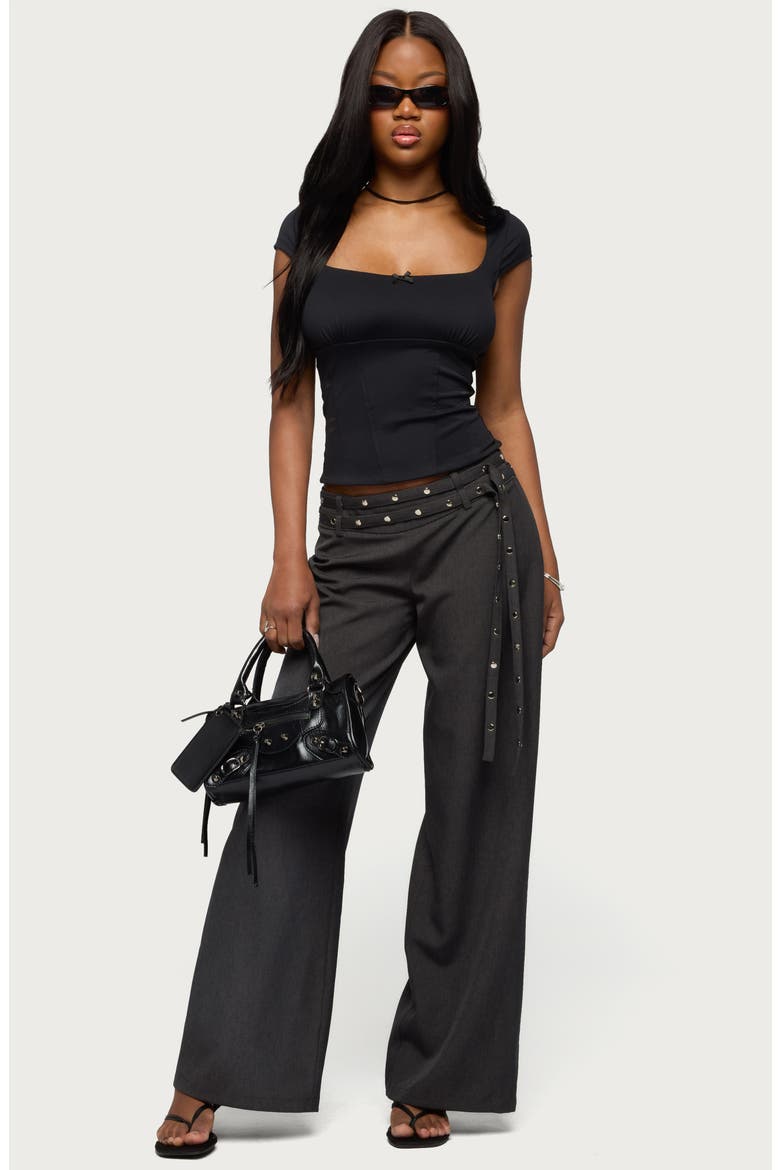 Cruz Double Belt Low Rise Wide Leg Baggy Pants, Alternate, color, GRAY