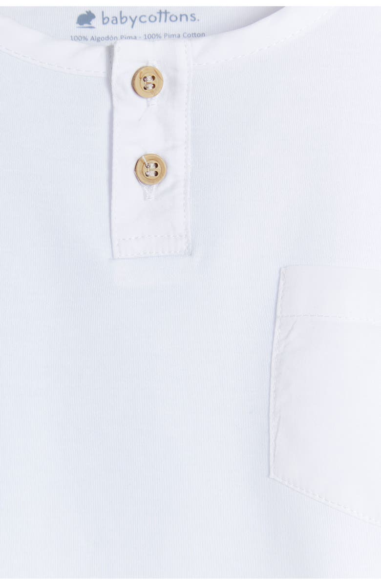 Babycottons Premium Peruvian Pima Cotton Essentials Mandarin Collar T-Shirt for Toddler, Alternate, color, White