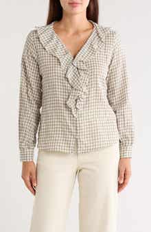 Plaid Ruffled Woven Top