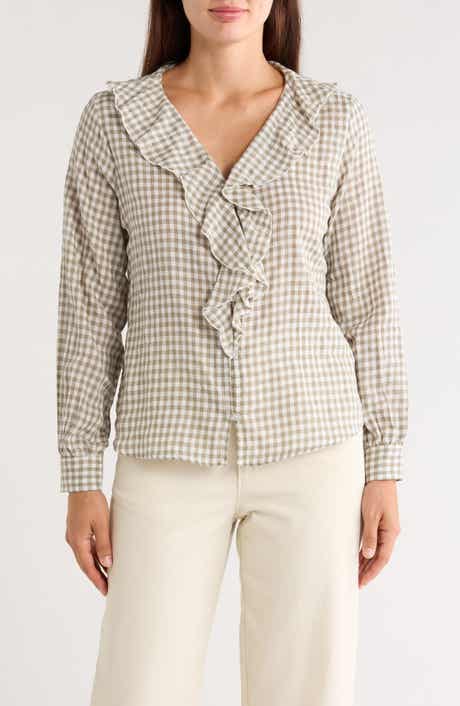 Plaid Ruffled Woven Top