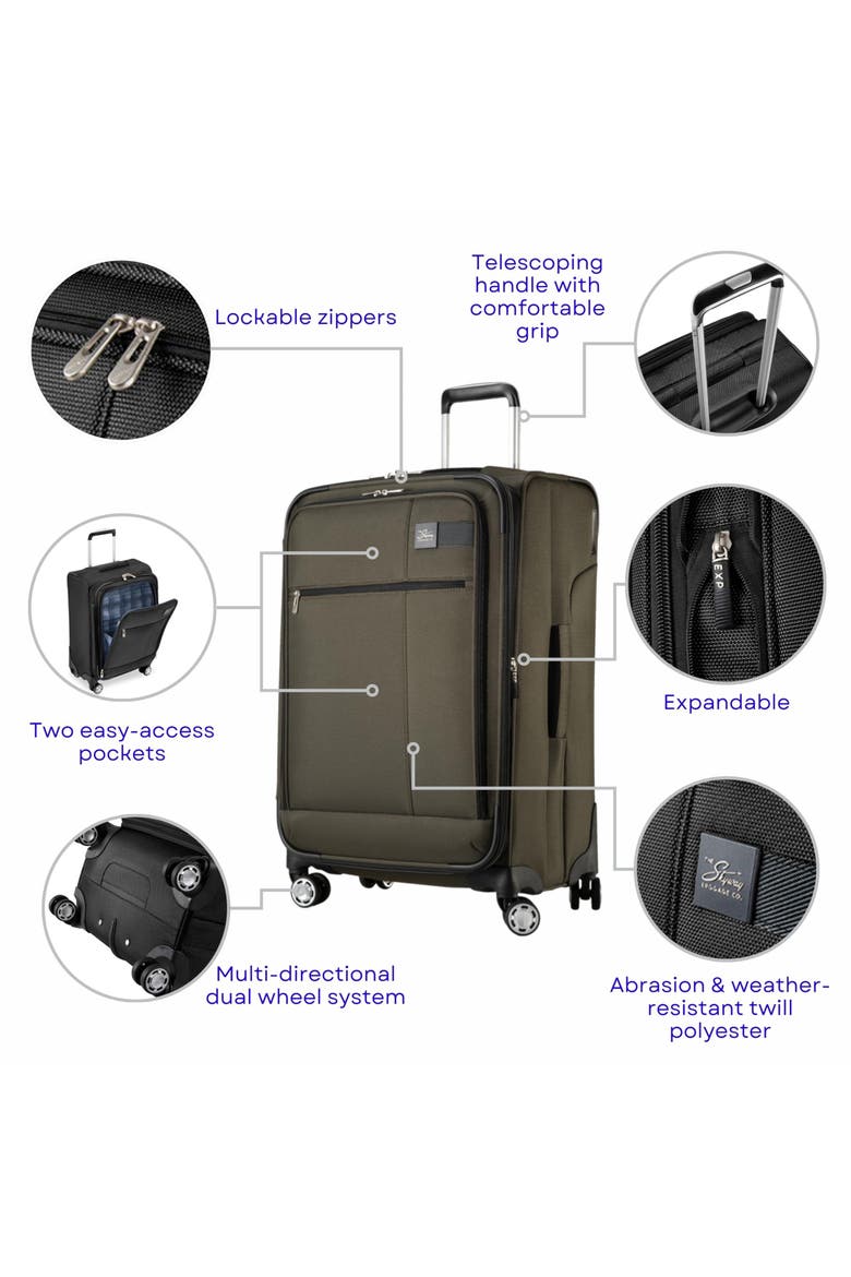 Sigma 7.0 Softside Expandable 24" Medium Checked Spinner Luggage, Alternate, color, Pine
