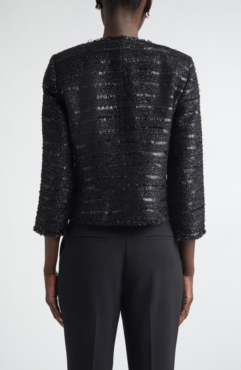 ST. JOHN Metallic Tweed Jacket, Alternate, color, Black