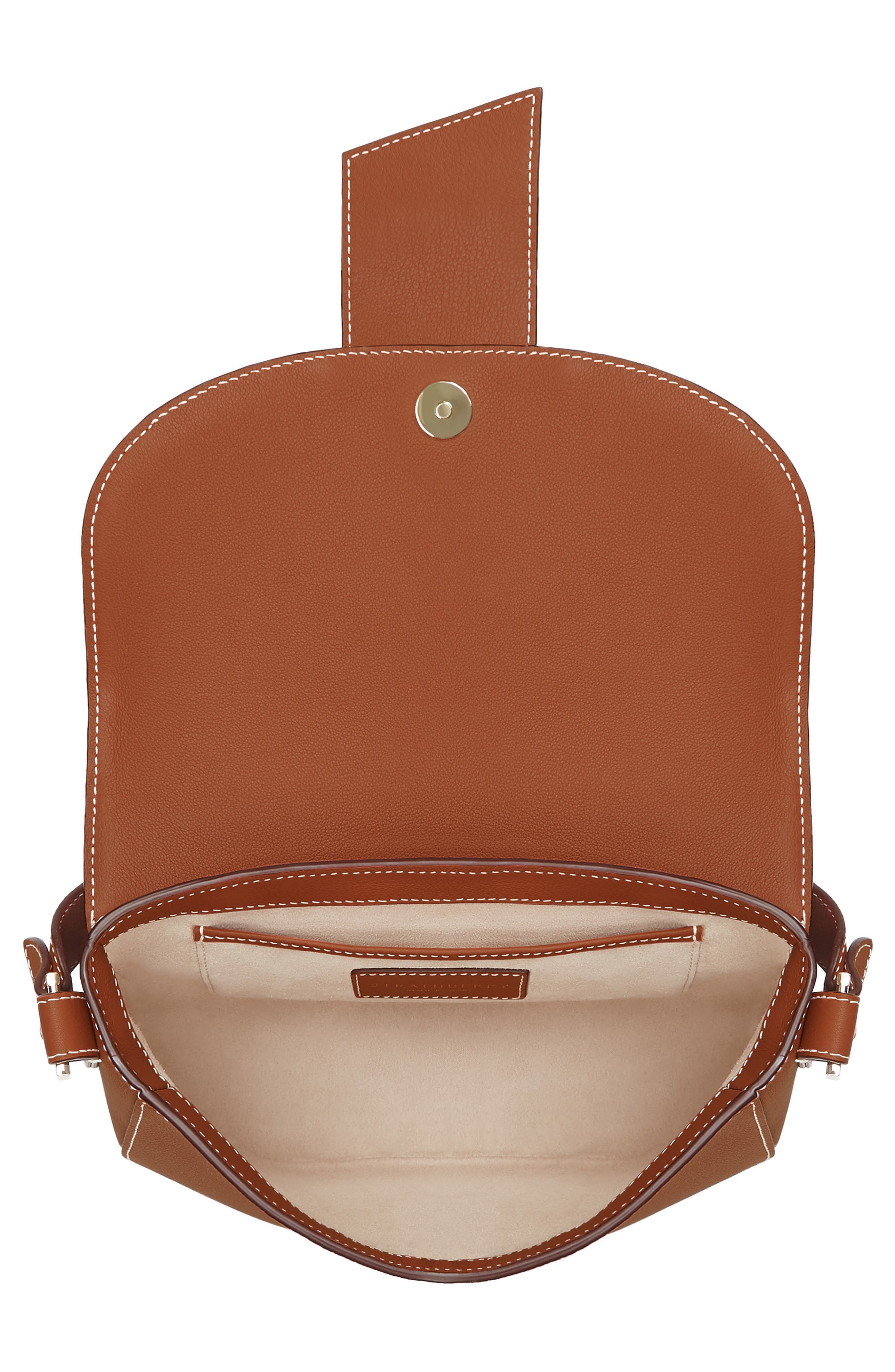 Strathberry Crescent Saddle Leather Crossbody Bag, Alternate, color, Chestnut/ Vanilla