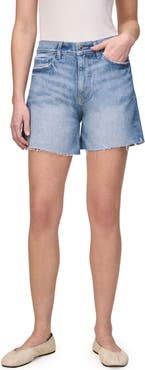 WARP+WEFT VVI Raw Hem High Waist Relaxed Fit Denim Shorts