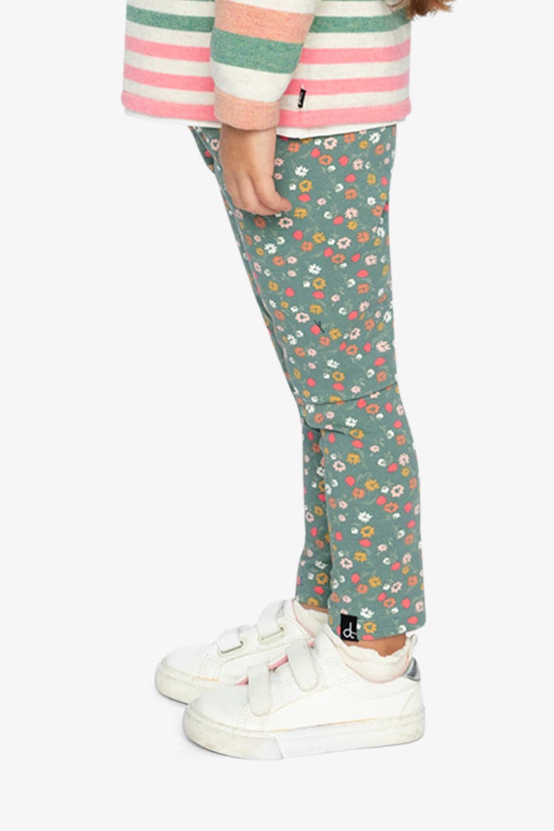 Organic Cotton Ditsy Floral Elastic Waist Leggings, Alternate, color, Green Floral Print