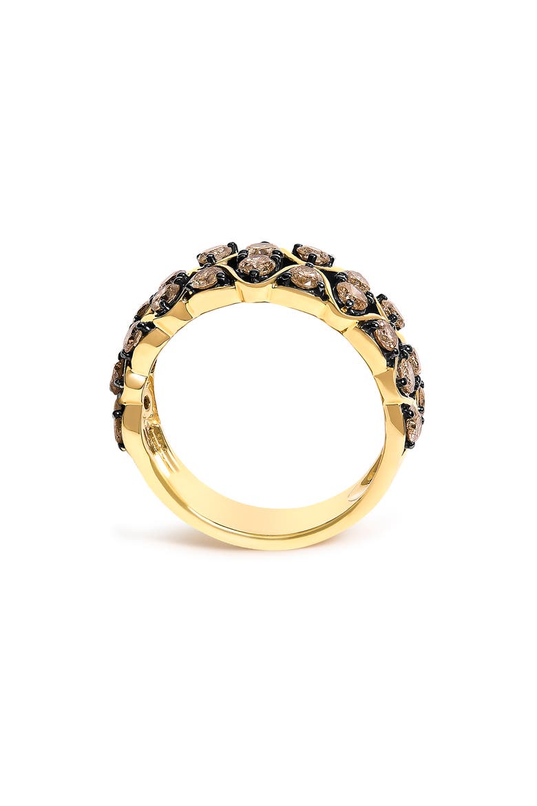 10K Yellow Gold Plated Sterling Silver 1 1/2 ctw Brown Diamond Scalloped Band Ring, Alternate, color, Yellow Gold over Silver
