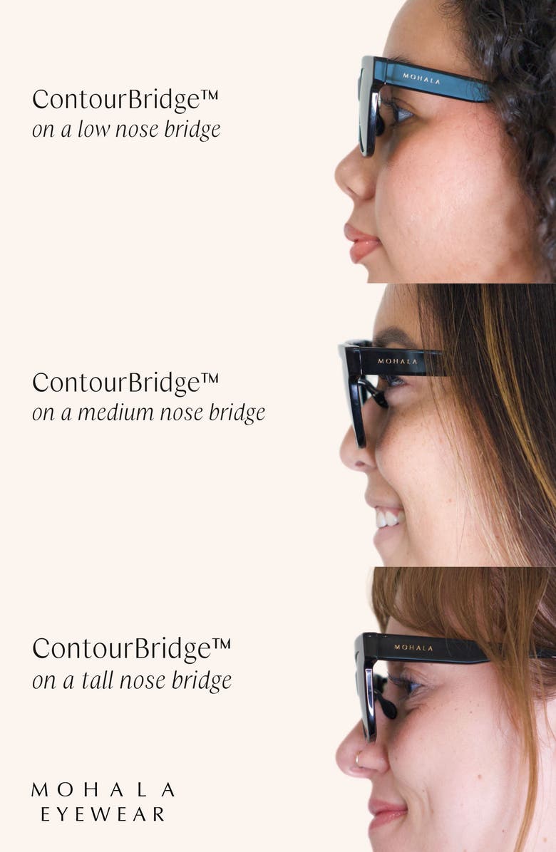 Mohala Eyewear Lani Polarized ContourBridge<sup>™</sup> Square Sunglasses, Alternate, color, Black Lava / Gray Lenses