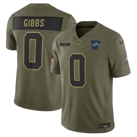 Men's Nike Jahmyr Gibbs Olive Detroit Lions 2025 Salute to Service Limited Jersey