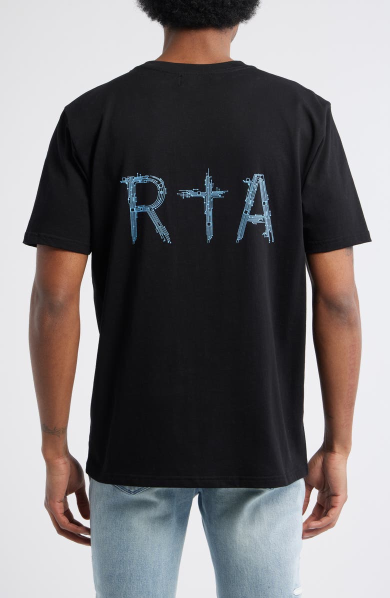 RtA Liam Black Circuit Cross Graphic T-Shirt, Alternate, color, Black Circuit Cross