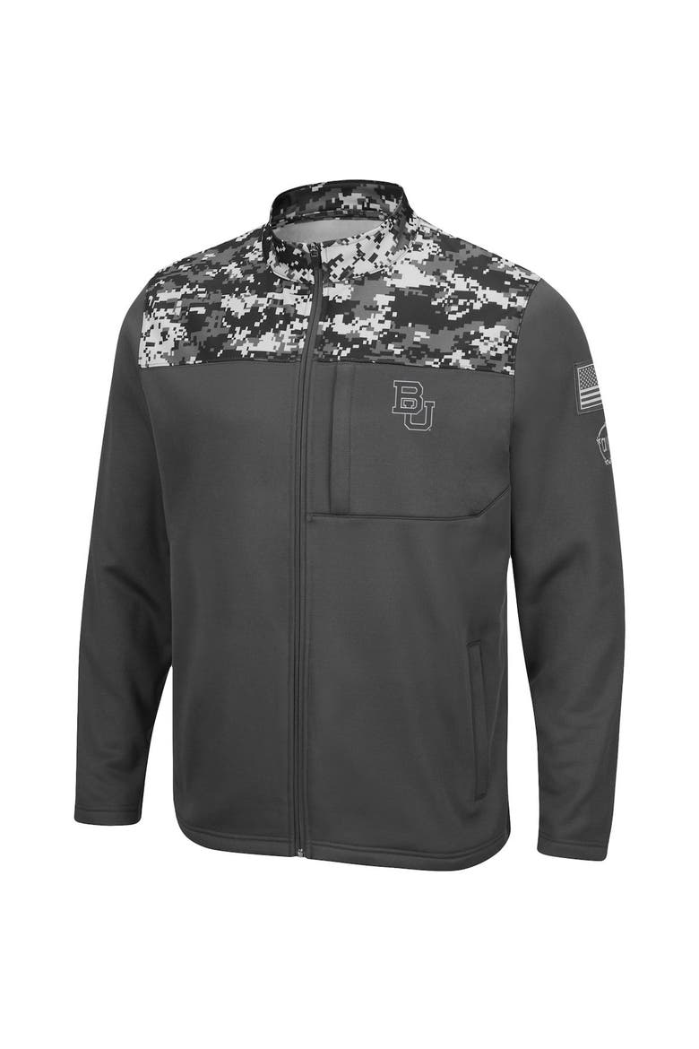 Men's Colosseum Charcoal Boston University OHT Military Appreciation Digi Camo Full-Zip Jacket, Alternate, color, Charcoal