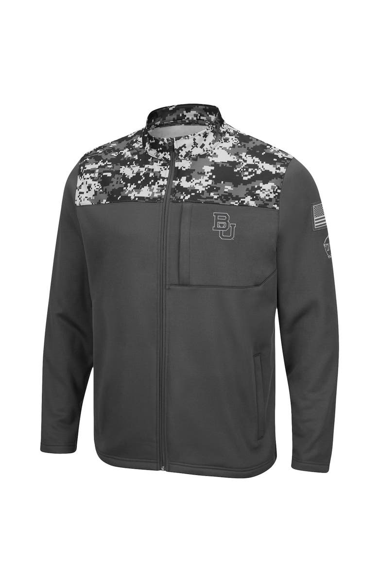 COLOSSEUM Men's Colosseum Charcoal Boston University OHT Military Appreciation Digi Camo Full-Zip Jacket, Alternate, color,