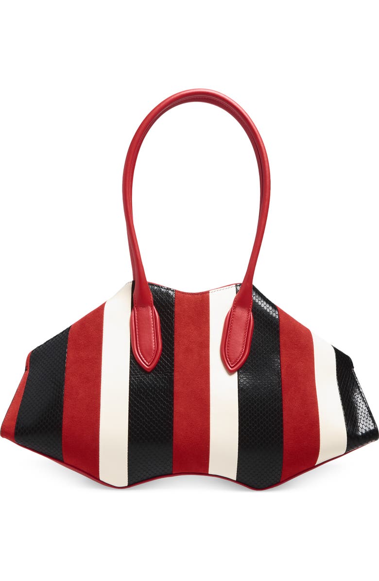 McQueen Manta Stripe Handbag, Alternate, color, Red/ White/ Black/ Silv