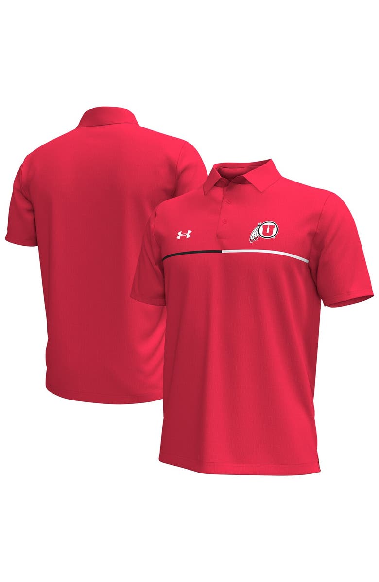 Under Armour Men's Under Armour Red Utah Utes Playoff Chest Stripe Performance Polo, Main, color, Red