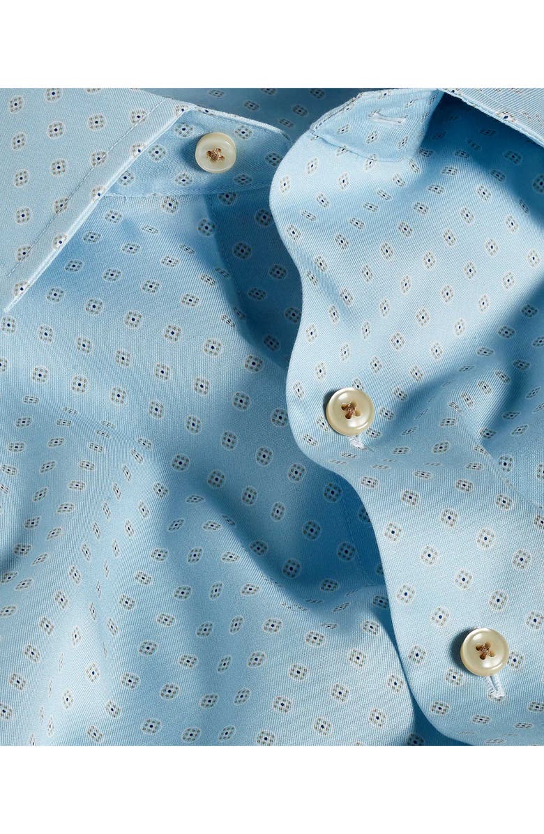 David Donahue Neat Print Cotton Button-Up Shirt, Alternate, color, Sky