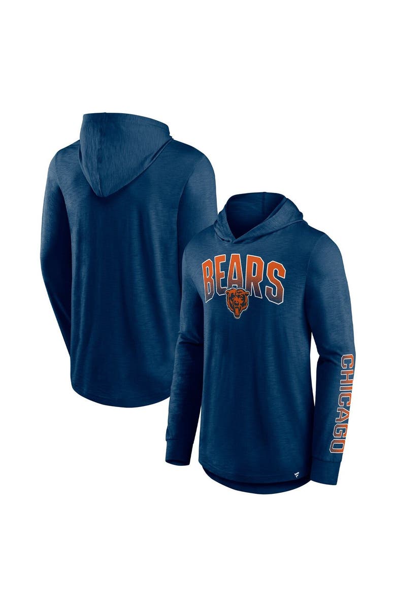 FANATICS Men's Fanatics Branded Navy Chicago Bears Front Runner Long Sleeve Hooded T-Shirt, Main, color, 