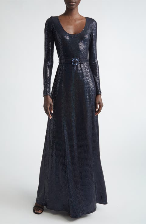 Iridescent Metallic Jersey Gown