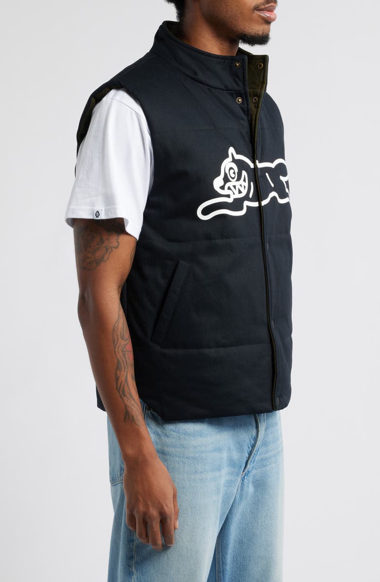 ICECREAM Logwood Reversible Quilted Vest, Alternate, color, Black