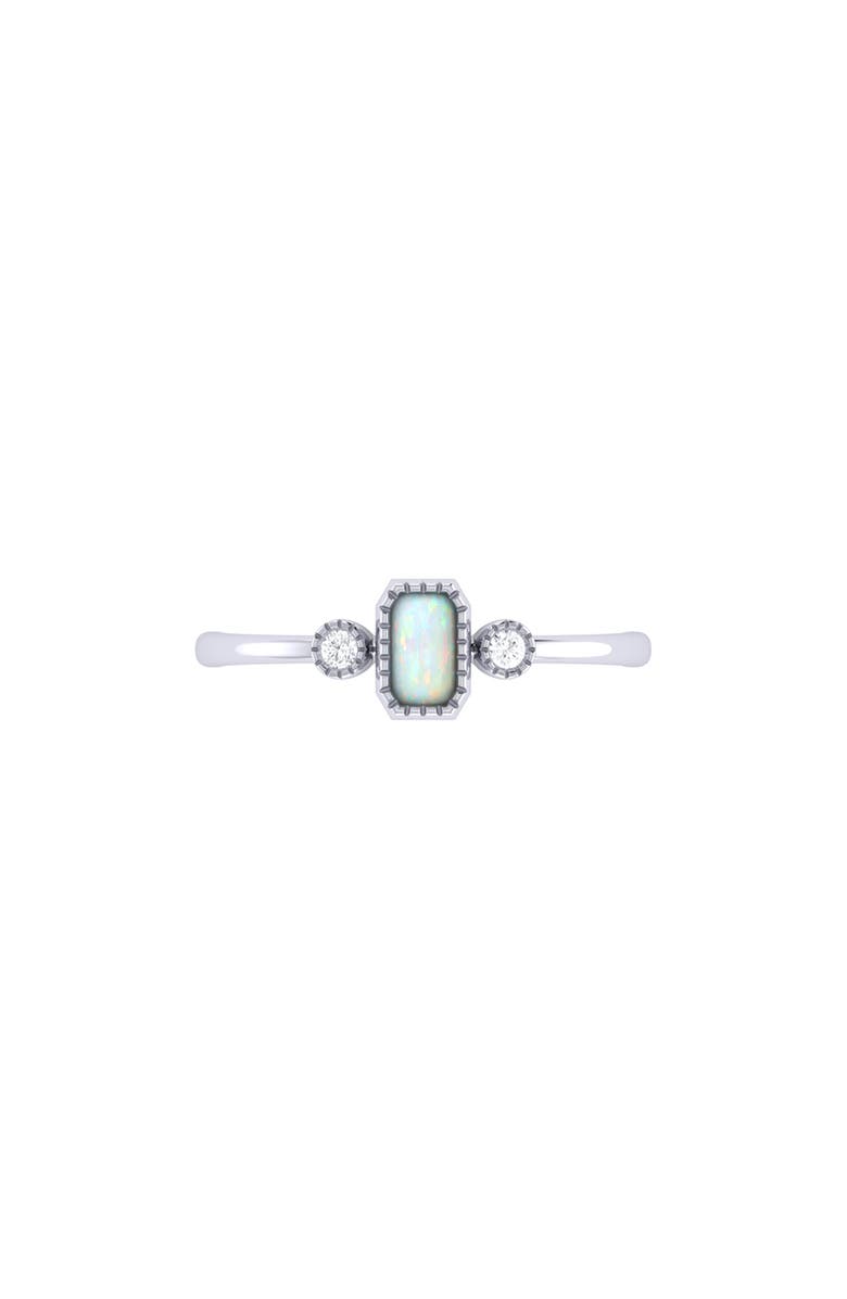 LuvMyJewelry Emerald Cut Opal & Diamond Birthstone Ring in 14K Gold, Alternate, color, 