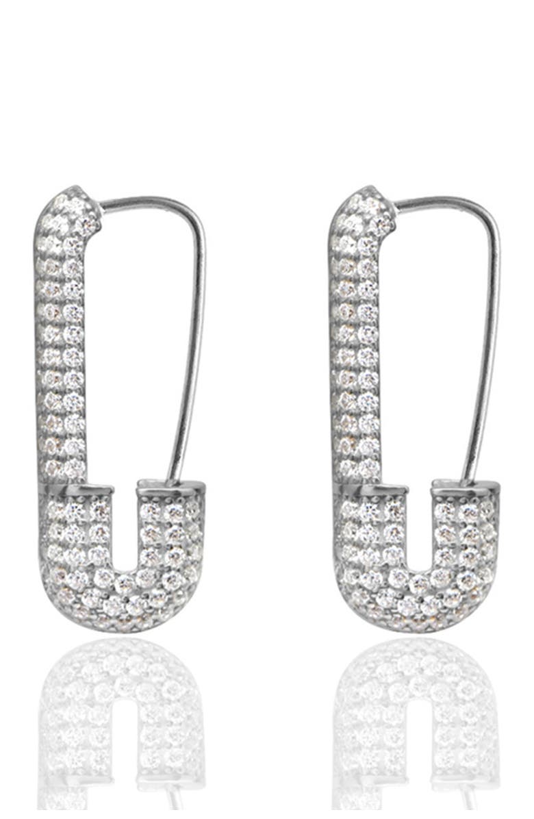 GABI RIELLE Sterling Silver Safety Pin Earrings, Main, color,
